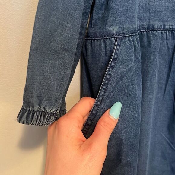 Evsie By Maurices Blue Button Front Balloon Sleeve Denim Dress Size Large NWT - Picture 3 of 5
